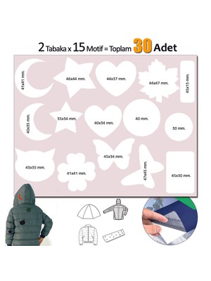 Fixall Adhesive Products Yapışkanlı Polyester Kumaş Çeşitli ŞEKILDE30 Adet Mont Şemsiye Aksesuar Yama Beyaz