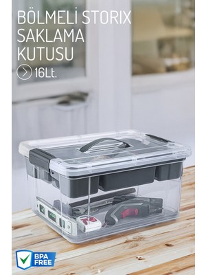 Nandy Home 16LT. Bölmeli Storix Saklama Kutusu, Çok Amaçlı Saklama Kutusu - Tamir Kutusu
