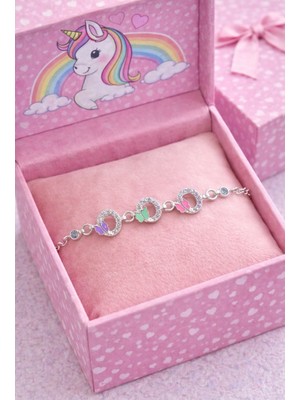 miraç gümüş takı atölyem 925 Ayar Gümüş 3'lü Taşlı Kelebek Kız Çocuk Bileklik