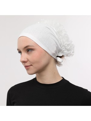 Sensu Önü Dikişli Arkadan Bağlamalı Topuz Dantelli Fırfırlı Tesettür Iç Bone