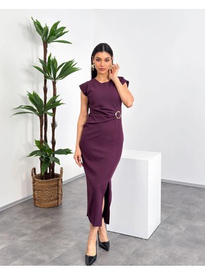 Mialora Kruvaze Yaka Omuz Boncuk Detaylı Püsküllü Maxi Kadın Elbise