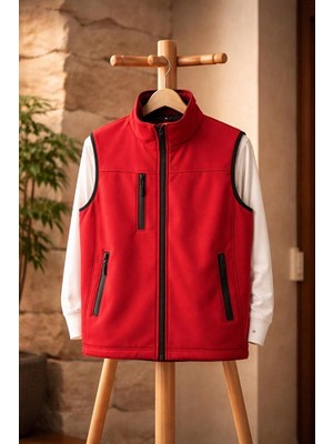 Vatan Tekstil Dik Yaka Slim Fit 3 Cepli Softshell Erkek Yelek Su Itici Kumaş