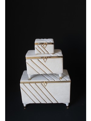 Huzur Çeyiz Çapraz Metalli Dilimli Model 3'lü Çeyiz Sandığı