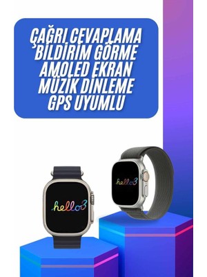 Indispensablely Yeni Nesil 3 Kordonlu Kol Saati 49 mm Amoled Ekran Akıllı Saat