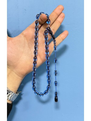 Filiya Mavi Ateş Kehribar Arpa Kesim Tesbih Püsküllü