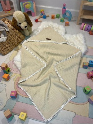 Gökçe Cotton Müslin Bebek Bornozu Organik %100 Pamuk El Işlemesi