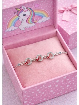 miraç gümüş takı atölyem 925 Ayar Gümüş 3'lü Taşlı Kelebek Kız Çocuk Bileklik