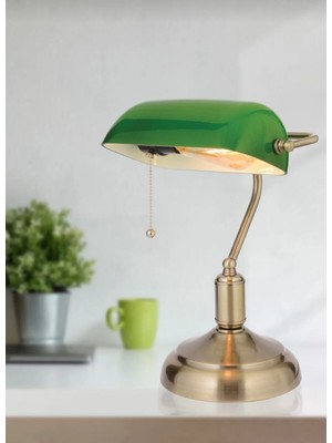 Delf Yapı Banker Orjinal Eskitme Kaplamalı Salon Modern Tasarım Masa Lambası