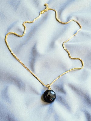 Perblâl Siyah Inci Doğal Taşlı Set