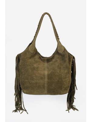 Alessia Bag Valeria Püskül Detaylı Hakiki Süet Deri Çanta