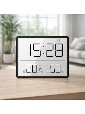 Artnest Mıknatıslı LCD Dijital Mini Saat Alarm  Sıcaklık ve Nem Göstergeli  Pilli  9x7 cm