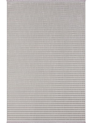 Karmen Halı Sümer SM008A Gri Beyaz Çizgi Desen Halı Dekoratif Modern Tozuyok Antialerjik Salon Halısı Koridor