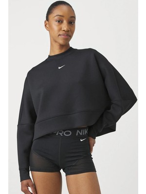 Nike Dri Fit Oversize Crew Neck Crop Sweatshirt Kadın Oversize Crop Sweatshirt Siyah