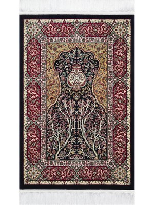 Akbel Halı Sateen Afghan Scd 02 - Etnik Desenli Bordo Makine Halısı – Yıkanabilir, Kaymaz Taban, Hav Vermez