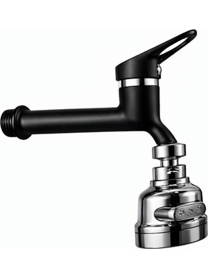 Musluq 3 Fonksiyonlu Hareketli Başlıklı Siyah Krom Uzun Lavabo Wc Musluğu - Uzun Musluk