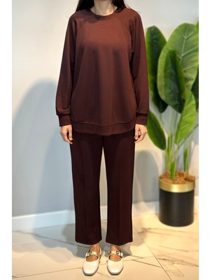 Lale Butik Pamuklu Tunik Havuç Pantolon Takım 01 Kahve