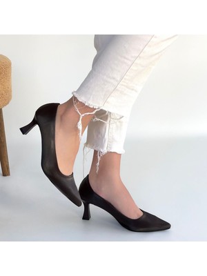 SEPET365 Mırta Acı Kahve Cilt Topuklu Ayakkabı