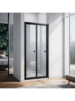 Monaqua Armont Duşakabin Ön Cephe,katlanır, Siyah Profil - Şeffaf 4mm Cam