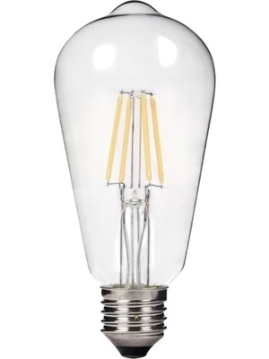 Ecolite 4W LED Fılament  ST64 Ampul 220V Şeffaf Cam 470 Lümen 15.000 Saat Ömür 2700K