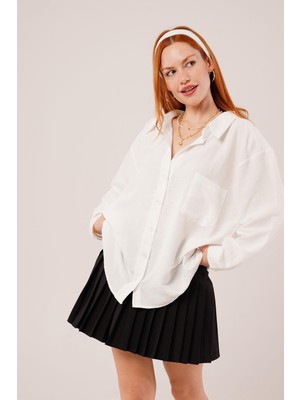 Drgy Basic Oversize Beyaz Gömlek