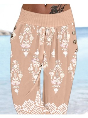 Drgy Kadın Beli Lastikli Etnik Desenli Kapri Süprem Pantolon