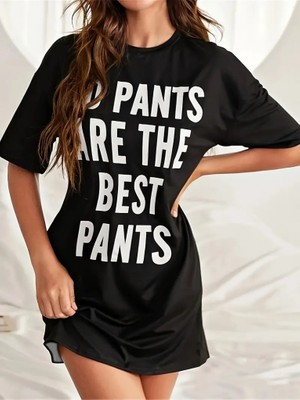 Drgy Kadın Kısa Kollu Yazı Baskılı Basic Mini Elbise