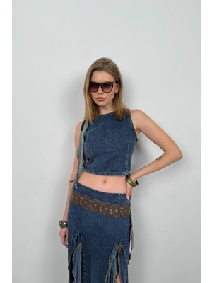 Drgy Fırfır Detay Denim Bluz
