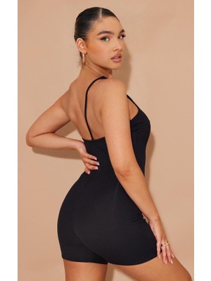 Drgy Kadın Asimetrik Askılı Mini Kaşkorse Bodycon Tulum