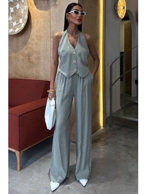 Drgy Halter Yaka Yelekli Modal Takım 10144