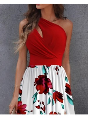 Drgy Kadın Tek Omuzdan Askılı Damla Detaylı Üst Dalgıç Alt Süprem Maxi Elbise