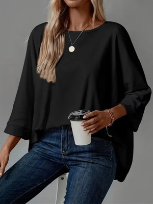 Drgy Kadın Truvakar Kollu Bisiklet Yaka Viskon Bluz