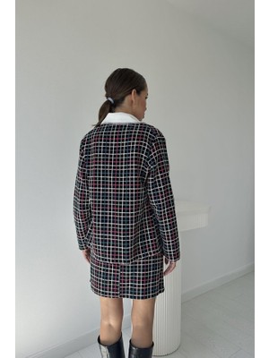 Drgy Siyah Önü Açık Ceket ve Eteği Zincirli Takım