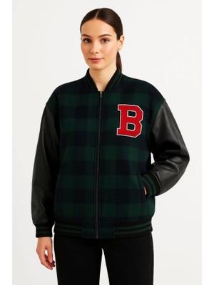 Drgy Kolları Suni Deri Içi Astarlı Oduncu Kolej Içi Ceket - Haki