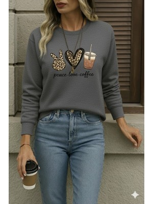 Drgy Kadın Uzun Kollu Bisiklet Yaka Kalp Desenli Viskon Iki Iplik Bluz