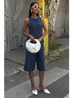 Drgy Midi Şortlu ve Yelekli Viscon Takım 10167