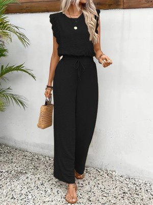 Drgy Kadın Kolsuz Bisiklet Yaka Aerobin Bluz ve Bağcıklı Pantolon