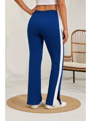 Drgy Kadın Yüksek Bel Yan Şerit Detaylı Yırtmaçlı Viskon Iki Iplik Pantolon