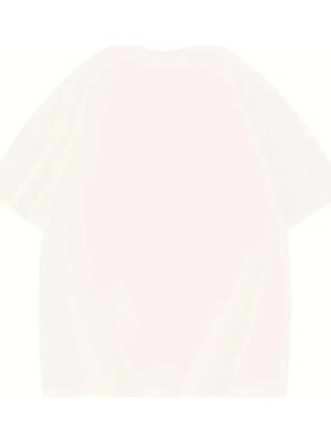 Drgy Thousand Baskılı Oversize Bisiklet Yaka T-Shirt - Beyaz