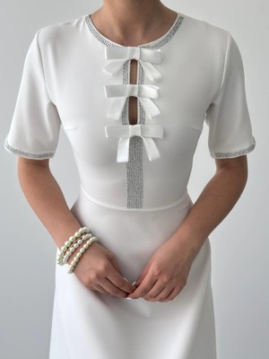 Drgy Wera Taşlı Fiyonk Detaylı Elbise