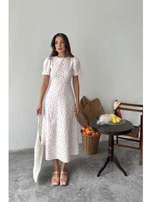 Drgy Pembe Dijital Baskılı Atlas Elbise