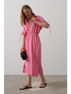 Drgy Beli Lastikli Elbise - Pembe