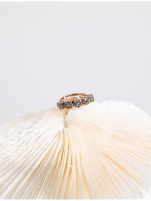 Jimmy Key Altın Rengi Parlak Taşlı Çiçek Figürlü Ayarlanabilir Yüzük