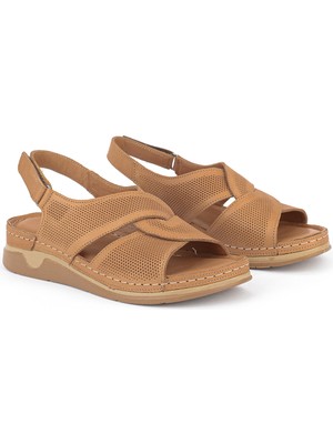 Ziya, Kadın Hakiki Deri Sandalet 1611008ZM27 Taba