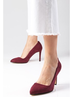 Mio Gusto Basic Bordo Renk Kadın Stiletto Topuklu Ayakkabı