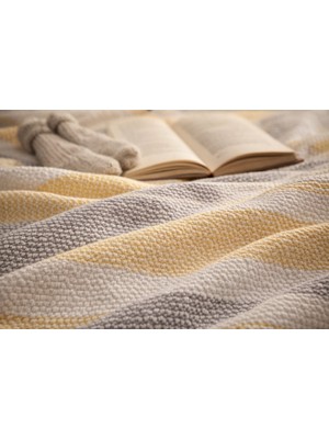 Orbit Pamuklu Çift Kişilik Pike ve Yatak Örtüsü - 220X240 cm Dokuma, Püsküllü, Çizgili Tasarım, Makinede Yıkanabilir