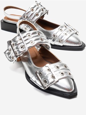 Luvi Paloma Gümüş Cilt Tokalı Kadın Sandalet