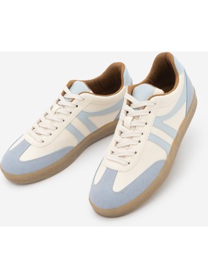 Marjin Kadın Sneaker Bağcıklı Düz Taban Retro Spor Ayakkabı Norde Mavi