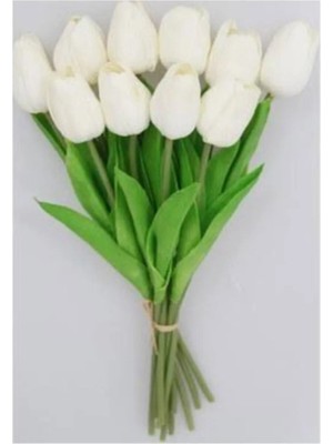 Belirtilmemiş Yapay 8li Islak Lale Buketi Gerçek Doku Kırmızı