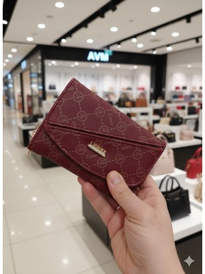 Lioner Çizgili Kapaklı Fermuarlı Portföy Kadın Cüzdan Ortaboy