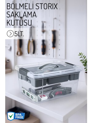 Nandy Home 5lt. Bölmeli Storix Saklama Kutusu, Çok Amaçlı Saklama Kutusu - Tamir Kutusu